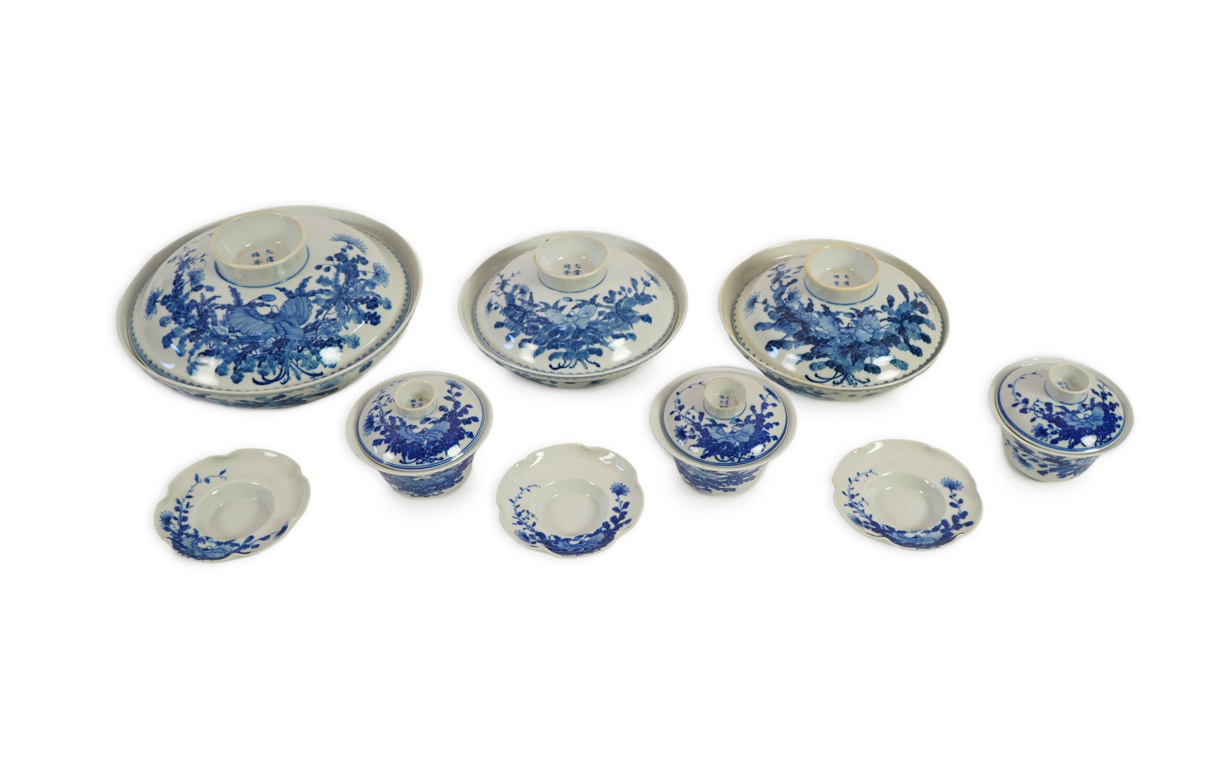 A Chinese blue and white table service, Guangxu mark and of the period (1875-1908)